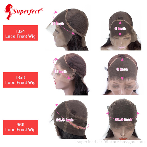Superfect Wholesale Virgin Remy Hair Lace Front Wigs Water Wave Closure Frontal Wig Brazilian Hair Pre plucked For Women